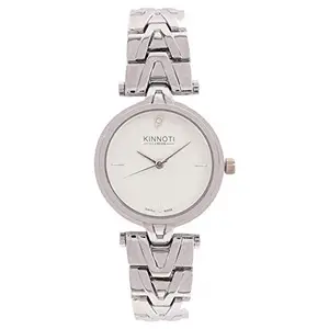 Kinnoti London Analogue Silver with White Dial Designer Watch for Women