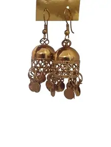 SANDEEP ELECTRIC Women's Earrings with Gold Beads, Traditional Designer Drop Earrings, Mandala Jhumka Design Lightly Earrings for Women and Girls (Golden)