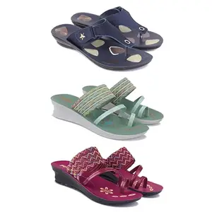 Women's Comfortable Sandal,Casual Lightweight Sandal for Everyday Wear | (COMBO-3)-1973-1948-1949-5