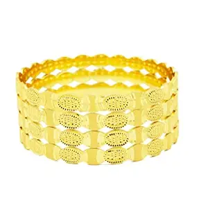 DEVANSHI BANGLES Brass Gold Plated Traditional Bangle For Women (Pack Of 4) (2.6)