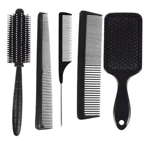ZAUKY Men & Women Professional Hair Styling Comb Set Variety Pack Great for All Hair Types & Styles Paddle and Round Hair Brush Straightener For Women/Men, Dressing Comb (5 Pcs)