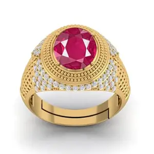LMDPRAJAPATIS 4.25 Ratti/ 5.25 Carat Natural Ruby Manik Original Certified Birth Gemstone Adjustable Gold Ring For Women And Men's -4.25
