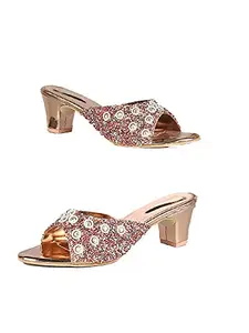 WalkTrendy Womens Synthetic Rosegold Sandals With Heels - 4 UK (Wtwhs404_Rosegold_37)
