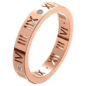 ZIVOM® Roman Rose Gold Stainless Steel Cubic Zirconia Band Ring For Women