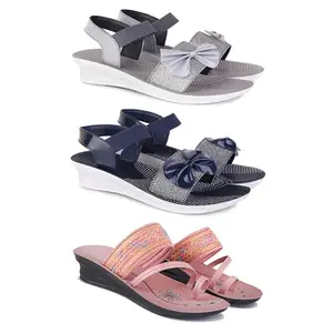 Women's Comfortable Sandal,Casual Lightweight Sandal for Everyday Wear | D_(COMBO-3)-1971-1972-1950-5