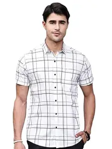 Majestic Man Slim Fit Pure Cotton Half Sleeve Checked Casual Shirt
