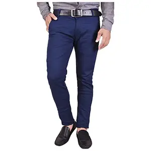 Nation Polo Club Men's Slim Fit Casula Trousers (NPCDANA5104_28_Royal Blue_28)