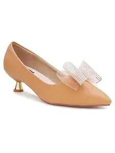 SHERRIF Shoes Tan Kitten Solid Pumps Heels