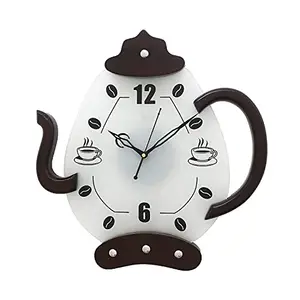 CHRONIKLE CHRONIKLE Designer Kettle Shape Wooden Rosewood Home/Office Decor Analog Wall Clock with Sweep Movement (Size: 35.5 x 5 x 35.5 CM | Weight: 830 grm | Color: Rosewood)