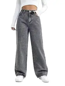Shyam Enterprises Women Grey Wide Leg The Denim Jeans Fashion of Casual Bottom and Designing Coloured