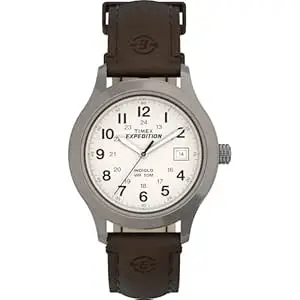 Timex Men's T40051 Expedition Metal Field Brown Leather Strap Watch