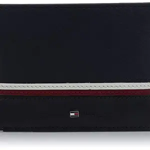 Tommy Hilfiger William Leather Passcase Wallet for Men - Navy, 11 Card Slots
