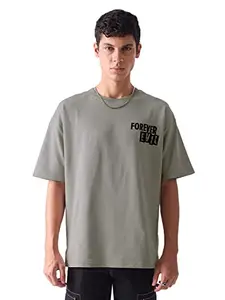 The Souled Store Official Joker: Forever Evil Men and Boys Oversized fit Graphic Printed Half Sleeve Cotton Grey Color Oversized T-Shirts