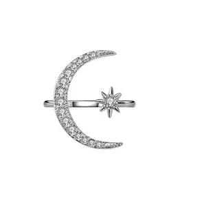 MYKI Faintly luminous Statement Moon & StarAdjustable Ring For Women & Girls
