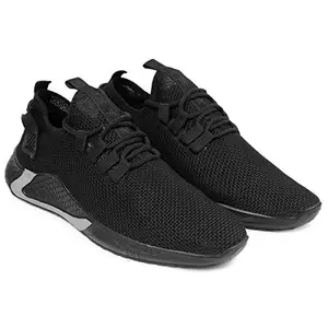 YUVRATO BAXI Men's Stylish Fashionable Mesh Material Casual Sports Running Lace-Up Shoe (Black, Numeric_6)