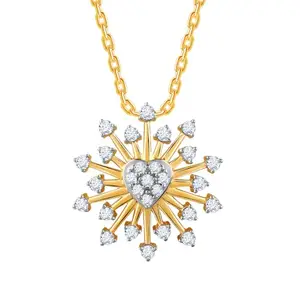 GIVA 18K Yellow Gold Aster Diamond Pendant|Gold Gifts for Women & Girls| With Certificate of Authenticity & BIS-Hallmarked Gold Jewellery