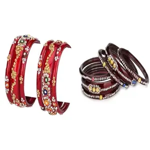 Somil Combo Bangle Set For Women | Traditional Daily Bangles | Perfect For Parties & Functions, Pack Of 12, Red, Maroon -D515