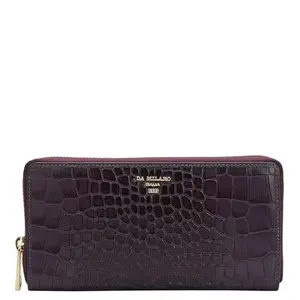 Da Milano Zip Leather Wallet for Women - Purple