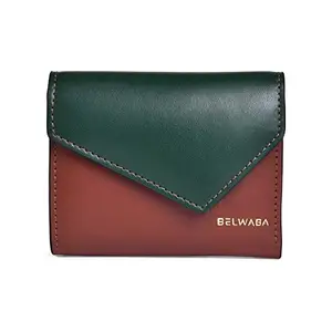 Belwaba Tan Faux Leather Tri Fold Small Wallet for Women/Ladies || Credit Card Holder