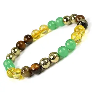 Yuvaansh's Natural Stone Beaded Bracelet, Tiger Eye, Citrine and Green Aventurine, Multi-Colour