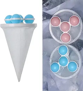 Hypexa Laundry Ball Floating Pet Fur Lint Hair Catcher Household Reusable Washing Machine Floating Lint Mesh Bag Hair Filter Net Pouch Washing Lint Hair Remover Net,Mesh Bag Dryer | 3 PCS | Multicolor