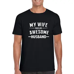 TheYaYaCafe Yaya Cafe Valentine Husband Mens T-Shirt Printed Awesome Husband Premium Cotton Black S