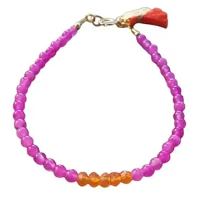 LKBEADS Pink Jade & Carnelian bracelet with Silver clasp - 3.5mm Round beads- Faceted Cut -7 Inch Bracelet– Healing, Fashion, Gift, Spiritual, Yoga|LK_STACK_08375