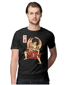 ALLEN BLACK Men's Regular Fit T-Shirt Sumo Samurai - Japanese Artwork 100% Cotton T-Shirt Black_JAPSJJHSUM-Black S Men Round_