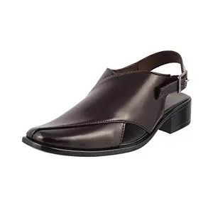 Metro Men's Maroon Leather Sandals-8 UK (42 EU) (18-93)