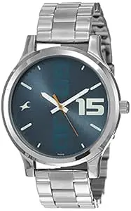 Fastrack Bold Quartz Analog Blue Dial Silver Stainless Steel Strap Watch for Guys - NT38051SM05