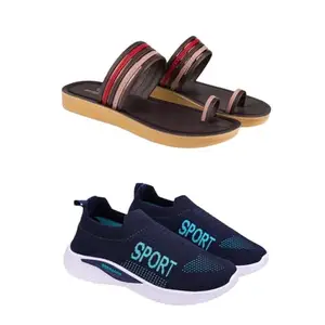 SPORTER Extra Soft Classic Casual wear with Flexibility Technology Flip-Flop Combo for Women's/Girl's(6143+7074)(6)