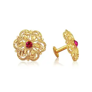 Vivastri"s Premium & Traditional South Screw Back Alloy Gold and Micron Plated Round Earring-VIVA1096ERG