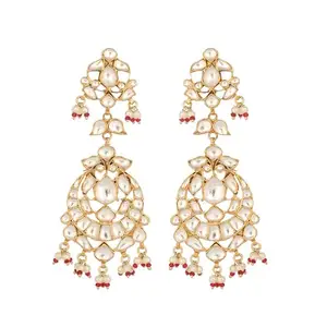 Yinara Serenoor Pearl Chandbali Earrings For Women | White Traditional Brass Jewelry | Ideal For Ethnic Styling, Weddings, And Functions | Lightweight And Comfortable