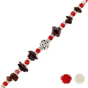 VOYLLA Red Beads Bohemian Motif Thread Rakhi For Brother|Pack Of 1|Rakhi Special|