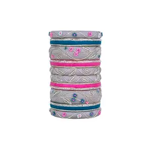 TaashaCraft Ritika Cotton Thread Bangles Set, Handmade Cotton Dori Bangle Set for Women & Girls Size 2.4 Set of (10 Bangles)