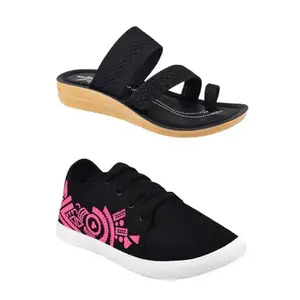 ZENWEAR Extra Soft Classic Casual wear with Flexibility Technology Sandal Combo for Women's/Girl's(6140+1980)(8) Multicolor