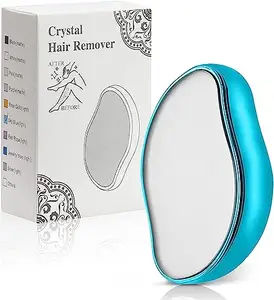 Crystal Hair Eraser for Women and Men, Magic Crystal Hair Remover Painless Exfoliation Hair Removal Tool for Arms Legs Back, Washable Crystal Epilator Without Shaving for Smooth Skin Gifts (Blue)