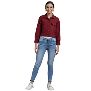 Glamcci Women's/Girls Self Design Plain Women Cotton Jacket (Maroon, 40)