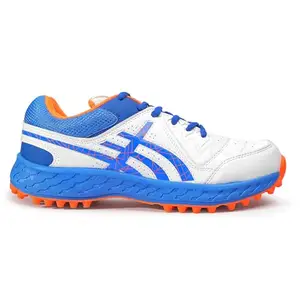 PRO ASE SPORT Pro ASE Lightweight Cricket Shoes - Durable & Comfortable | Ideal for Turf, Ground & Hard Surfaces | Allrounder Design with Studs & Superior Grip | White, Blue, Orange