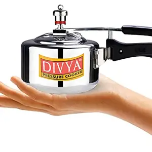 DIVYA 1 Litre Base Flat Aluminium Inner Lid Pressure Cooker, Silver price in India.