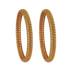 Kushal's Fashion Jewellery Gold Plated Ethnic Antique Bangles - 417320