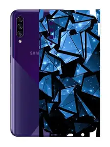 AtOdds - Samsung Galaxy A30s Mobile Back Skin Sticker - Lamination - Rear Screen Guard Protector Film Wrap (Coverage - Back+Camera+Sides) (Design - Blue Crystals)