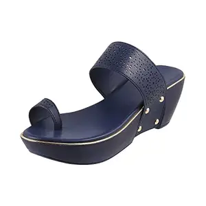 Mochi Women Blue/Navy Synthetic Sandals (Size EURO41/UK8) 34-9391-17-41-BLUE/NAVY