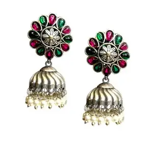 Vibha Fashion GERMAN SILVER EARRINGS JEWELLERY FOR GIRLS AND WOMEN REGULAR TO OFFICE USE__21