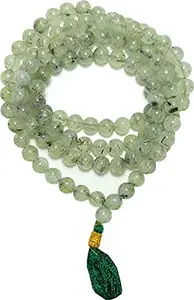 Aldomin� Natural Energized Prehnite With Epidote 108 Bead 7.5 MM Healing Crystal Stone Rosary Mala