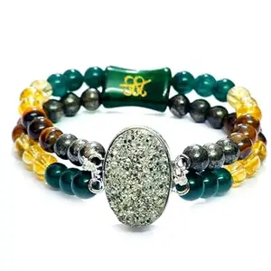 ASTROGHAR Money Magnet Natural Crystals Bracelet Pyrite Green Jade Tiger's Eye Citirne Crystals Bracelet