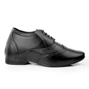 Baxxico Men Hidden Height Increasing Faux Lather Black Formal Brogue Lace-up Shoe-9UK[BAXA549-Black]