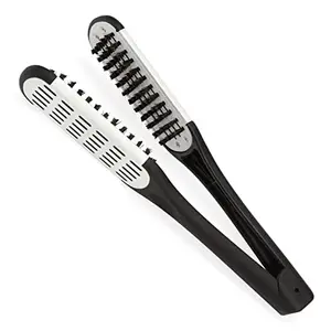 Scarlet Line Professional Thermoceramic Straightening Hair Brush with Bore Bristles For Men n Women_Black n White