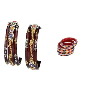 Somil Elegant Combo Bangles For Women & Girls | Stylish Bangles Set For Everyday & Functions, Pack Of 10, Maroon, Multicolor -B496
