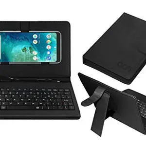 ACM Keyboard Case Compatible with Mi Redmi 6 Pro Mobile Flip Cover Stand Direct Plug & Play Device for Study & Gaming Black